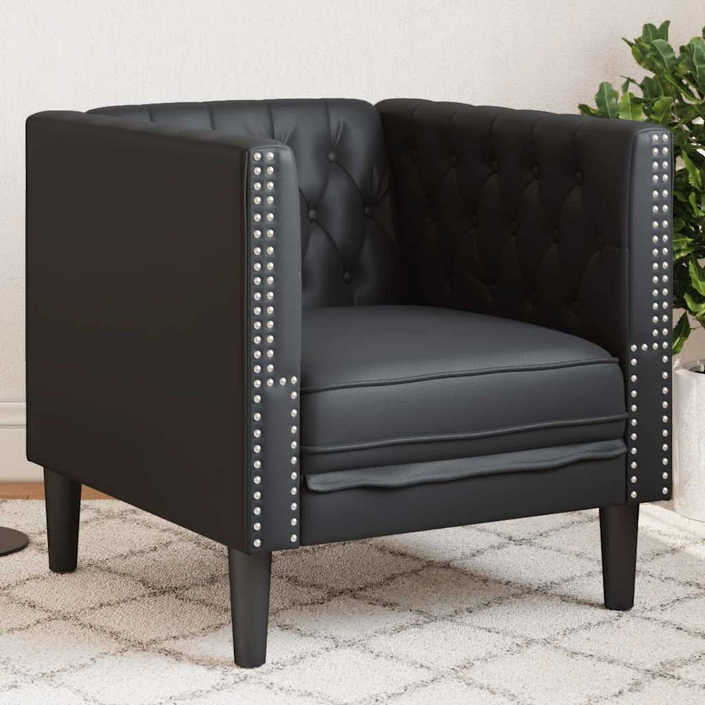 Sofa Chesterfield sofos kėdė juoda dirbtinė oda