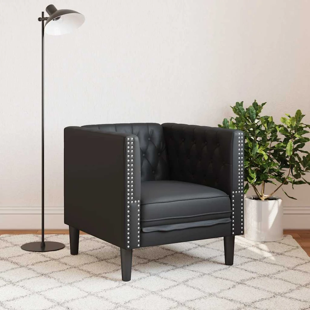 Sofa Chesterfield sofos kėdė juoda dirbtinė oda