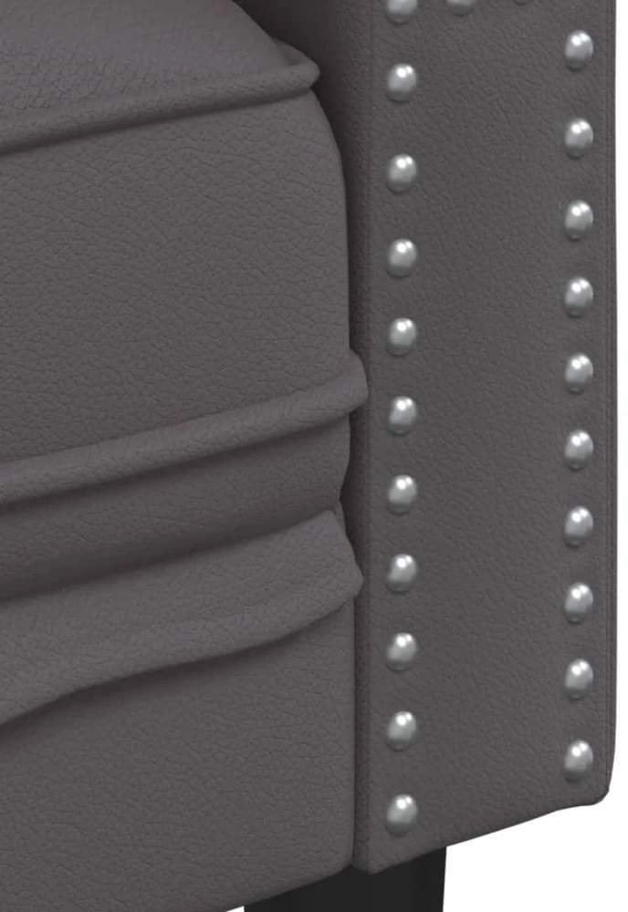 Sofa Chesterfield sofų komplektas, 2 dalių, pilkas, dirbtinė oda
