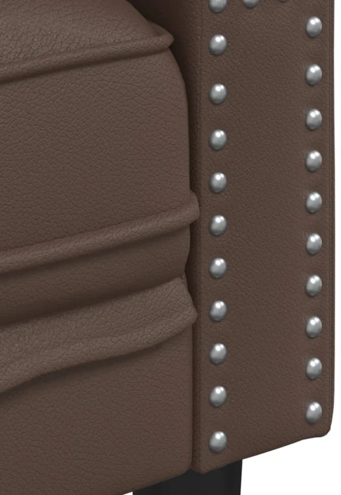 Sofa Chesterfield sofų komplektas, 2 dalių, rudas, dirbtinė oda