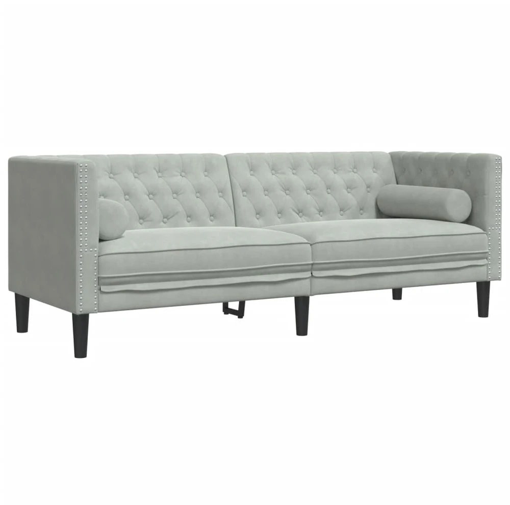 Sofa Chesterfield sofų komplektas su pagalvėlėmis, 2 dalių, pilka