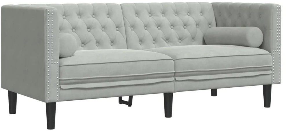 Sofa Chesterfield sofų komplektas su pagalvėlėmis, 3 dalių, pilka