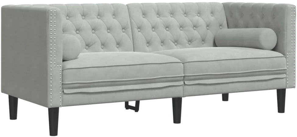 Sofa Chesterfield sofų komplektas su pagalvėlėmis, 2 dalių, pilka