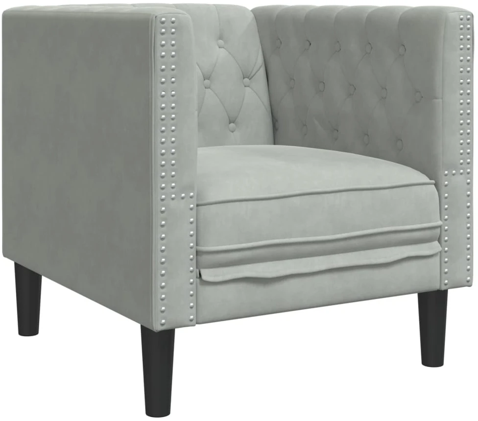 Sofa Chesterfield sofų komplektas su pagalvėlėmis, 3 dalių, pilka