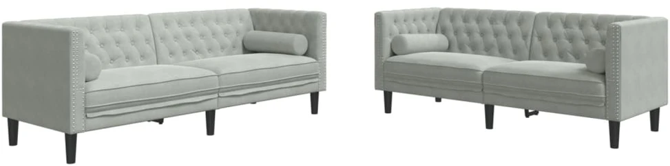 Sofa Chesterfield sofų komplektas su pagalvėlėmis, 2 dalių, pilka