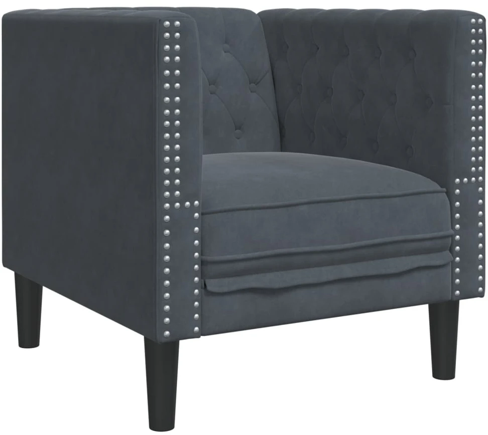 Sofa Chesterfield sofų komplektas su pagalvėlėmis, 3 dalių, pilka