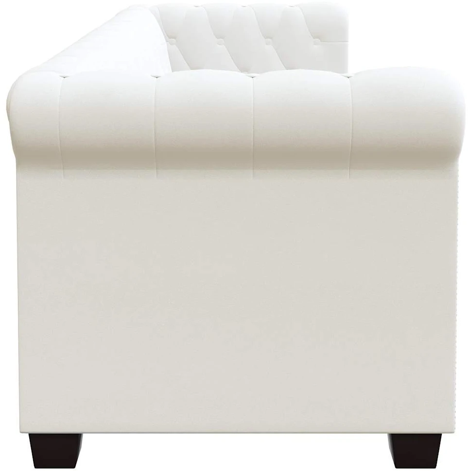 Chesterfield trivietė sofa, dirbtinė oda, balta