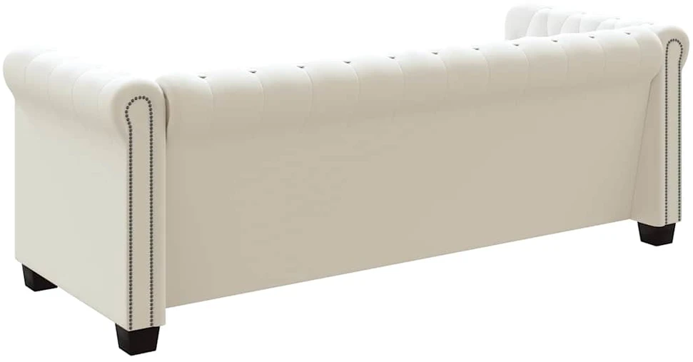 Chesterfield trivietė sofa, dirbtinė oda, balta