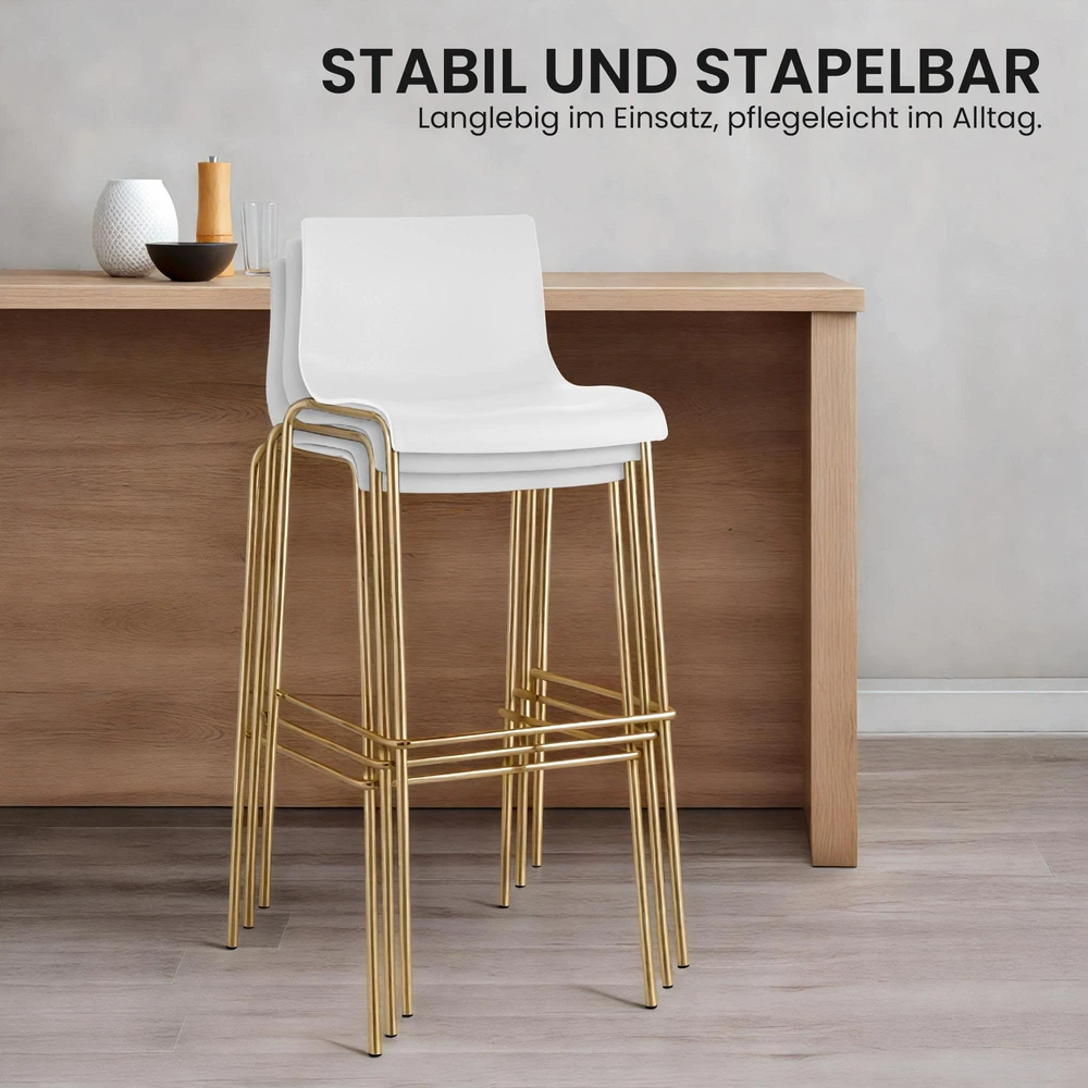 Clp Trading Mville Baro kėdžių komplektas Hoover, 2 vnt., plastikas, 4 kojos, auksinės