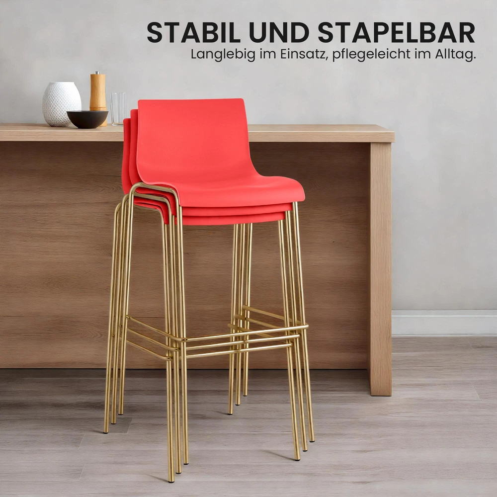 Clp Trading Mville CLP Baro kėdžių komplektas Hoover, 2 vnt., plastikinės, 4 kojos, auksinės