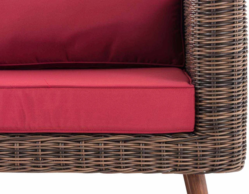 Clp Trading Mville 2 vietų sofa Molde su pufais, apvalus ratanas, ruda/margota 40 cm (tamsiai ruda)
