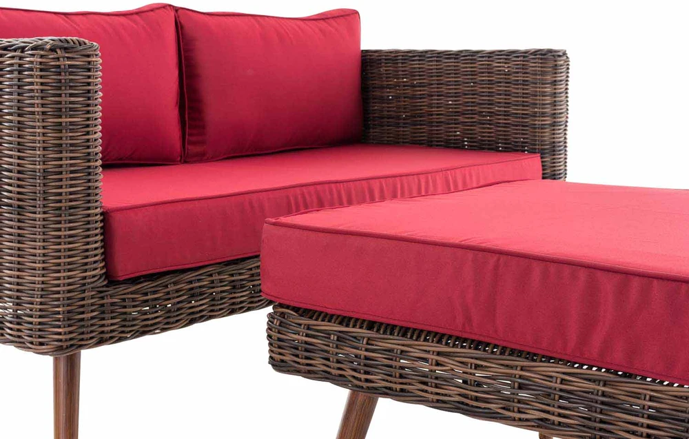 Clp Trading Mville 2 vietų sofa Molde su pufais, apvalus ratanas, ruda/margota 40 cm (tamsiai ruda)