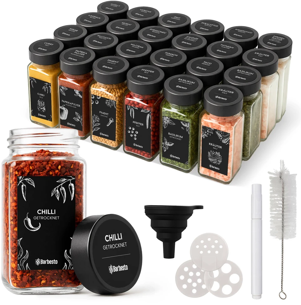 Clp Trading 24er Set Gewürzgläser eckig Nerūdijantis plienas