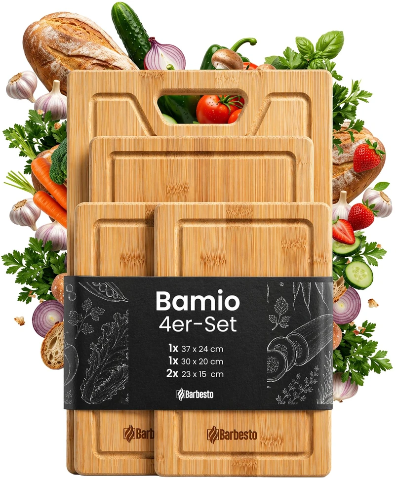 Clp Trading Bamio Bamboo Cutting Boards Set of 4 natura