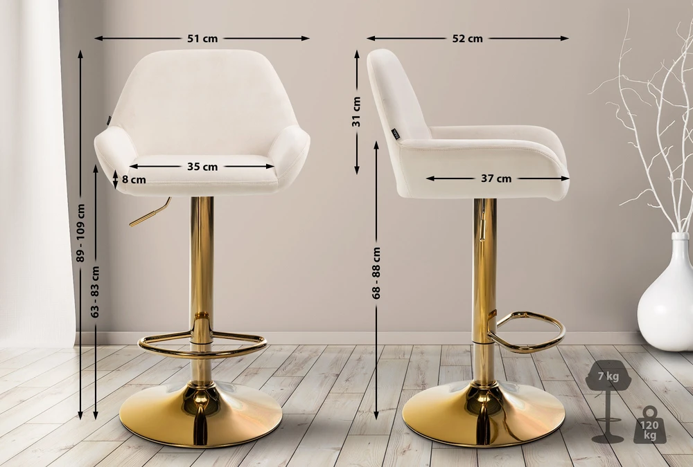 Clp Trading Mville Baro kėdė „Braga Gold“, aksominė