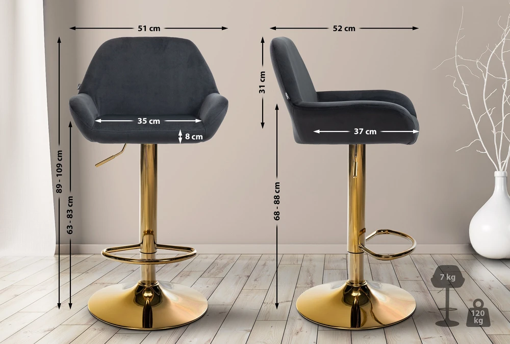Clp Trading Mville Baro kėdė „Braga Gold“, aksominė