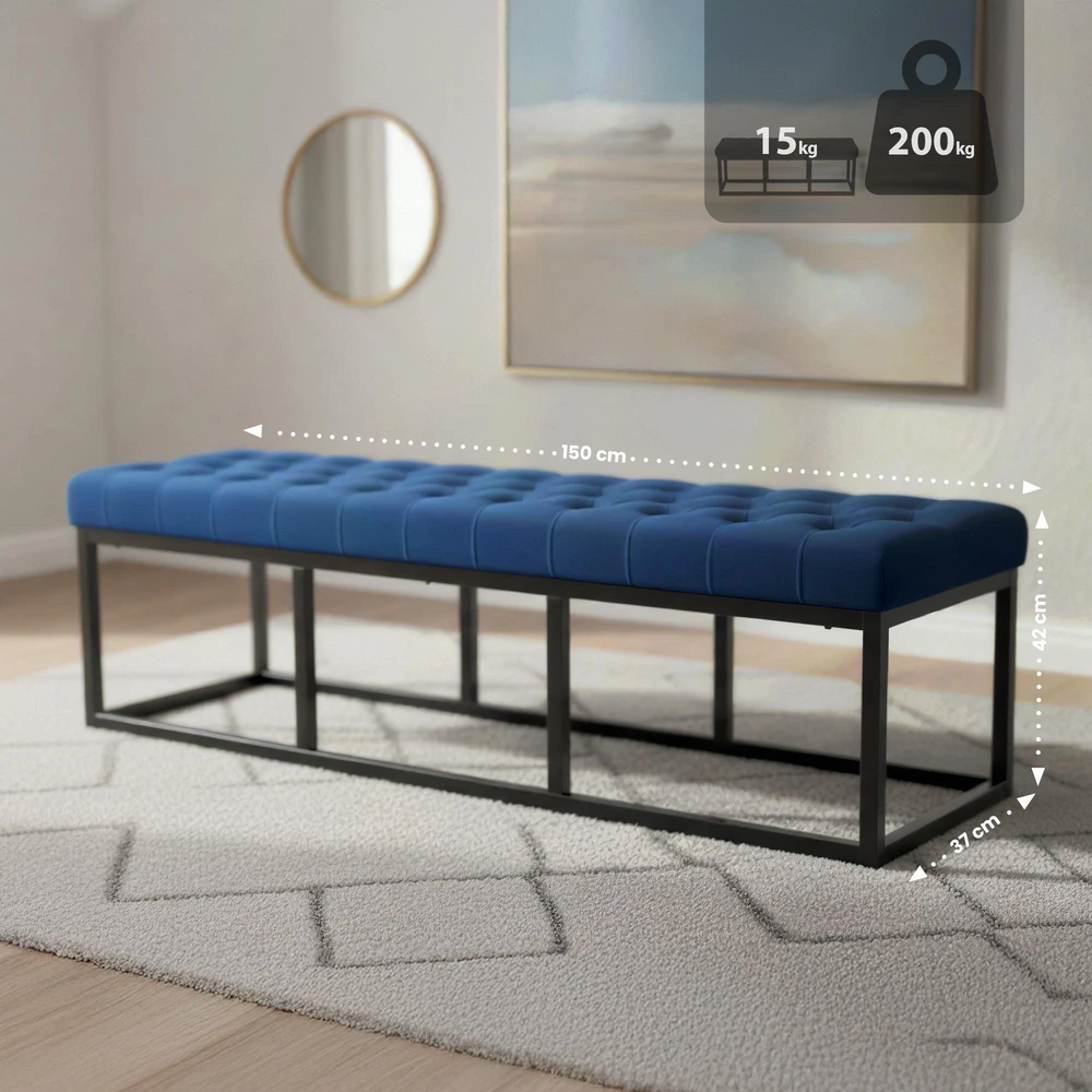 Clp Trading Sėdimoji suolelė „Polson“ iš juodo aksomo, 150 cm