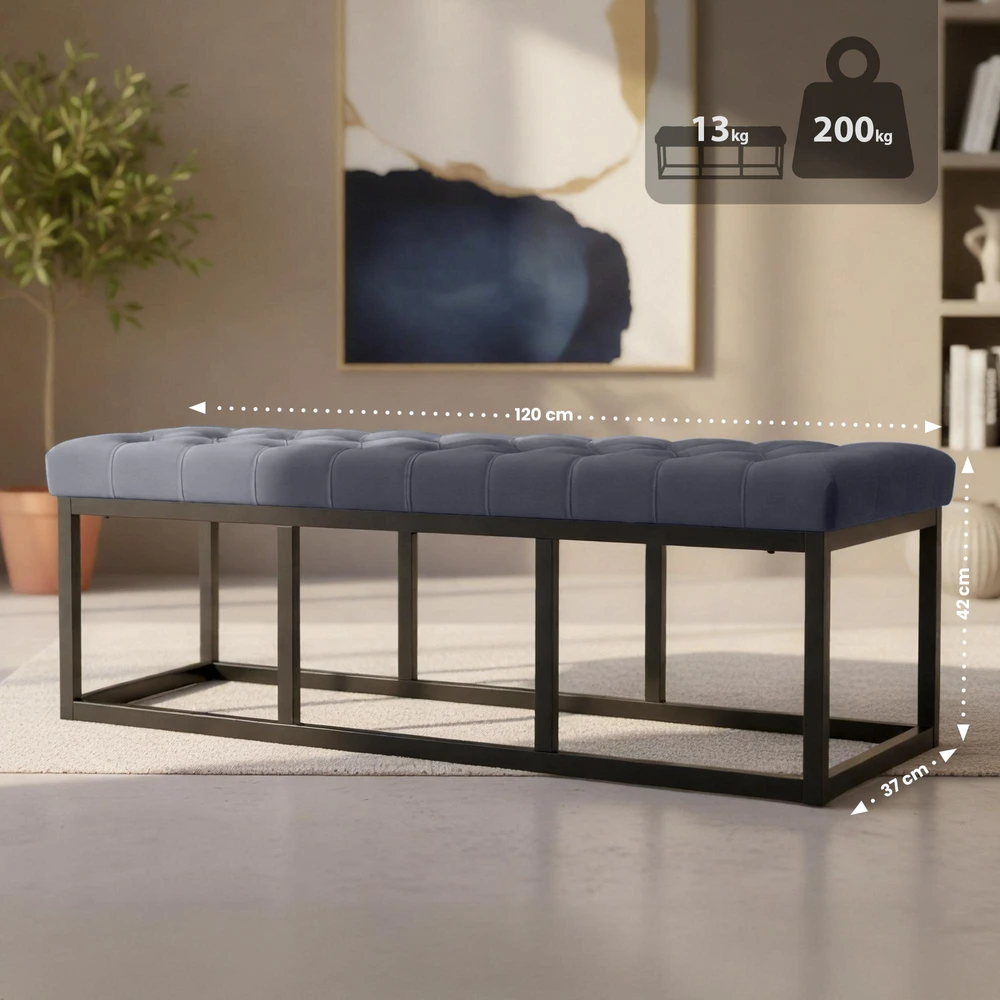 Clp Trading Mville Suoliukas Polson velvetinis, juodas, 120 cm