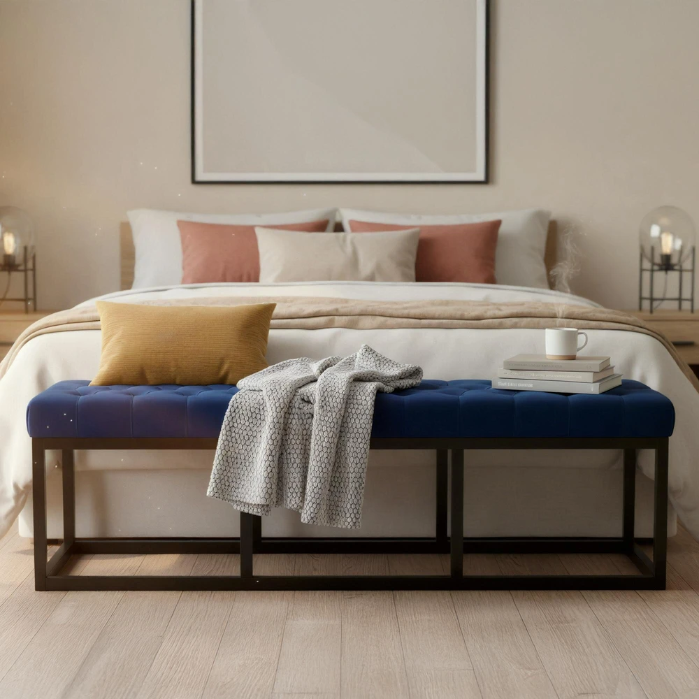 Clp Trading Sėdimoji suolelė „Polson“ iš juodo aksomo, 150 cm