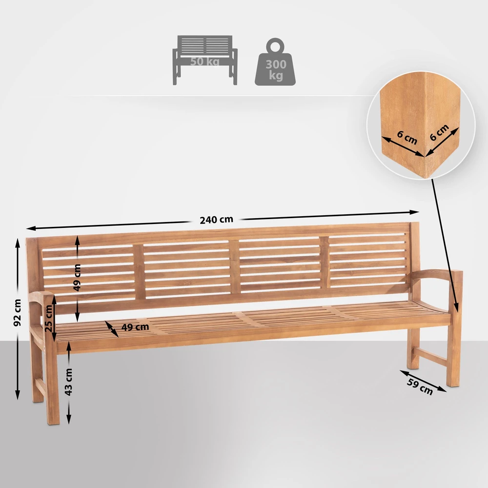 Clp Trading Mville Tiko medienos suoliukas Halden 240 cm