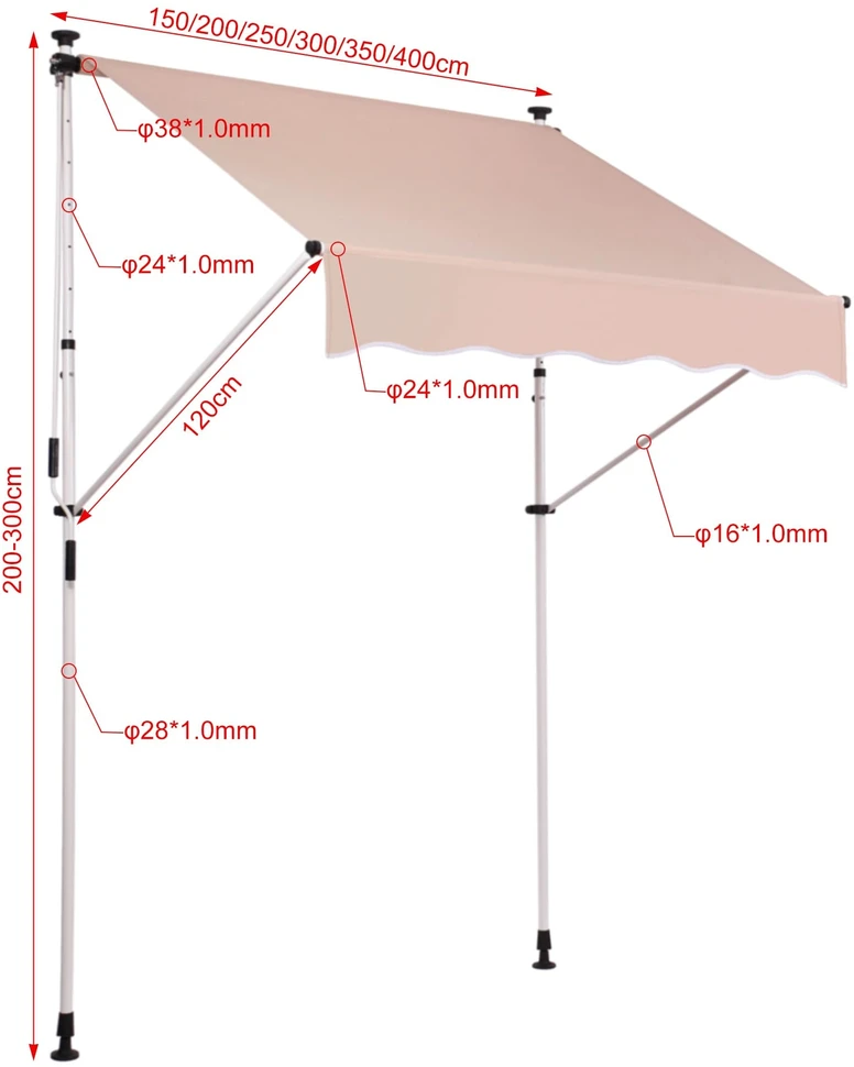 Clp Trading Mville Įtempiama markizė Westerly 350x120 cm