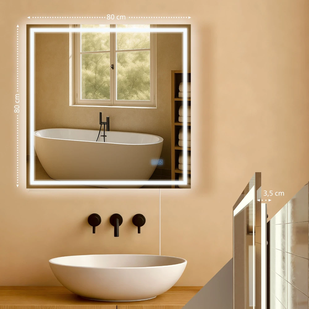 Clp Trading Vonios veidrodis Jaffrey 80x80 be Bluetooth
