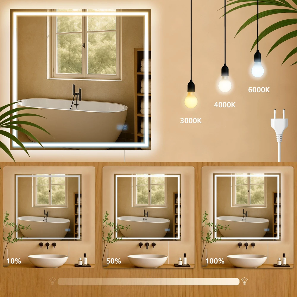 Clp Trading Vonios veidrodis Jaffrey 80x80 be Bluetooth