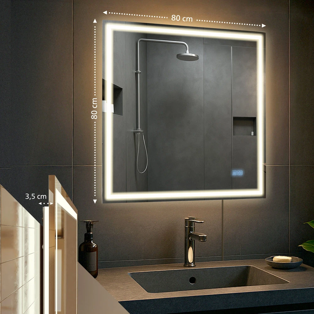 Clp Trading Vonios veidrodis Jaffrey 80x80 su „Bluetooth“