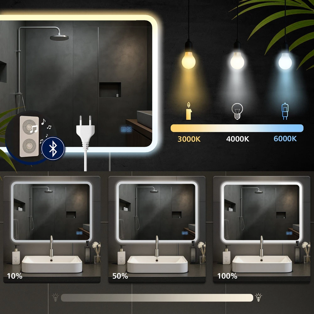 Clp Trading Vonios veidrodis Jericho 60x80 su „Bluetooth“