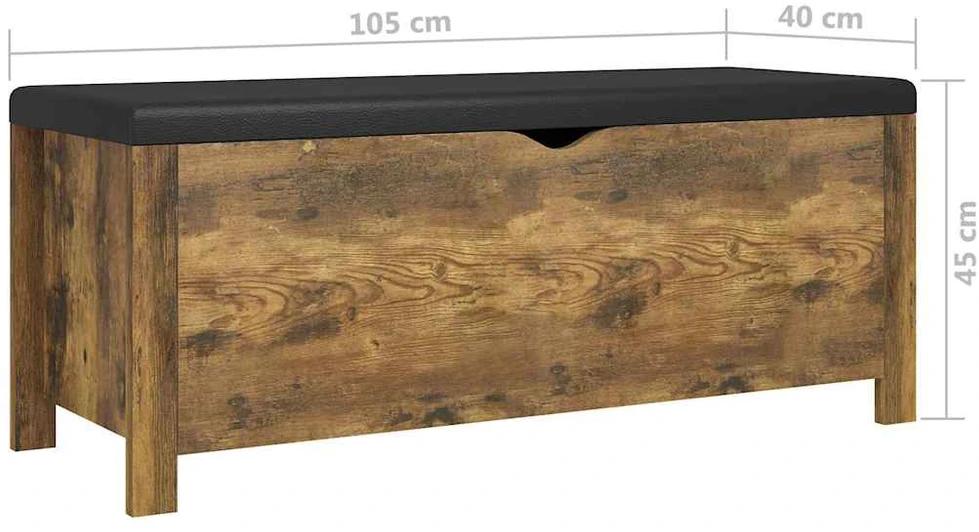 Daiktadėžė su pagalvėle, dūminio ąžuolo, 105x40x45cm, mediena