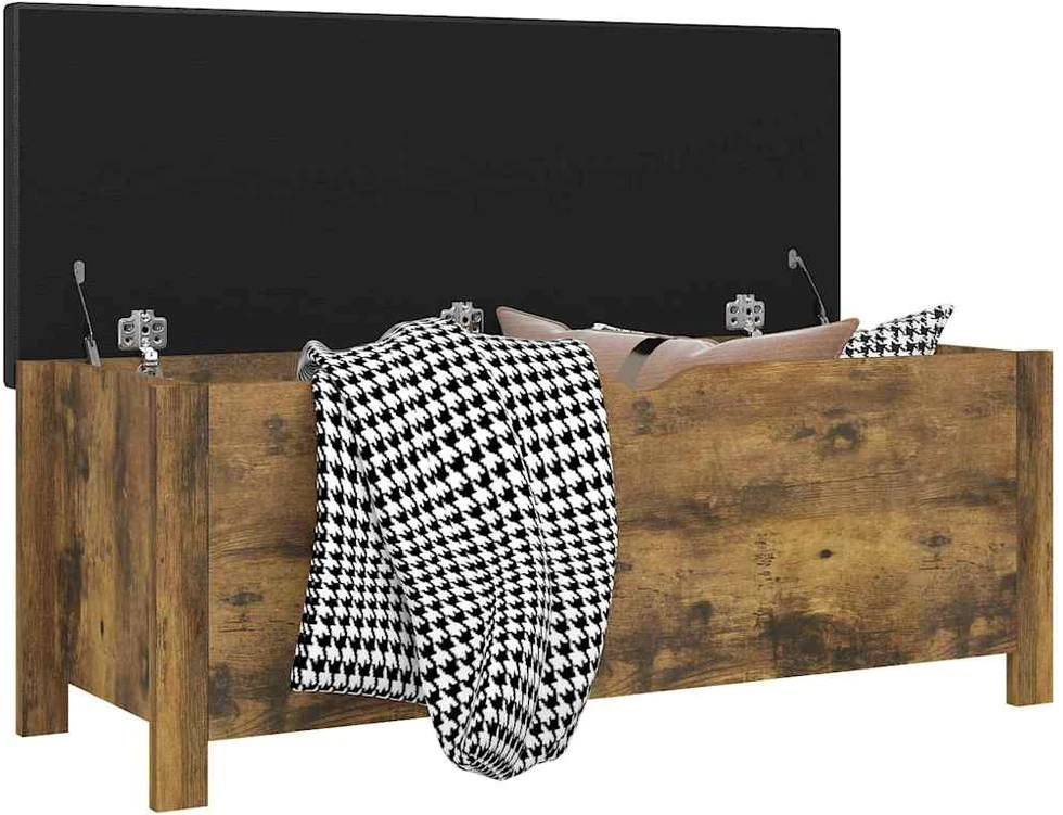 Daiktadėžė su pagalvėle, dūminio ąžuolo, 105x40x45cm, mediena
