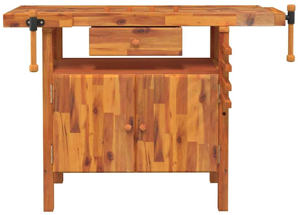 Darbastalis su stalčiumi ir spaustukais, 124x52x83cm, akacija