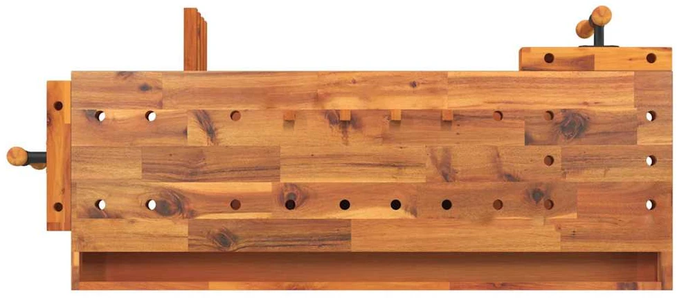 Darbastalis su stalčiumi ir spaustukais, 124x52x83cm, akacija