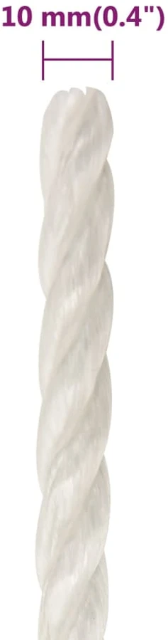 Darbo virvė, baltos spalvos, 10mm, 500m, polipropilenas