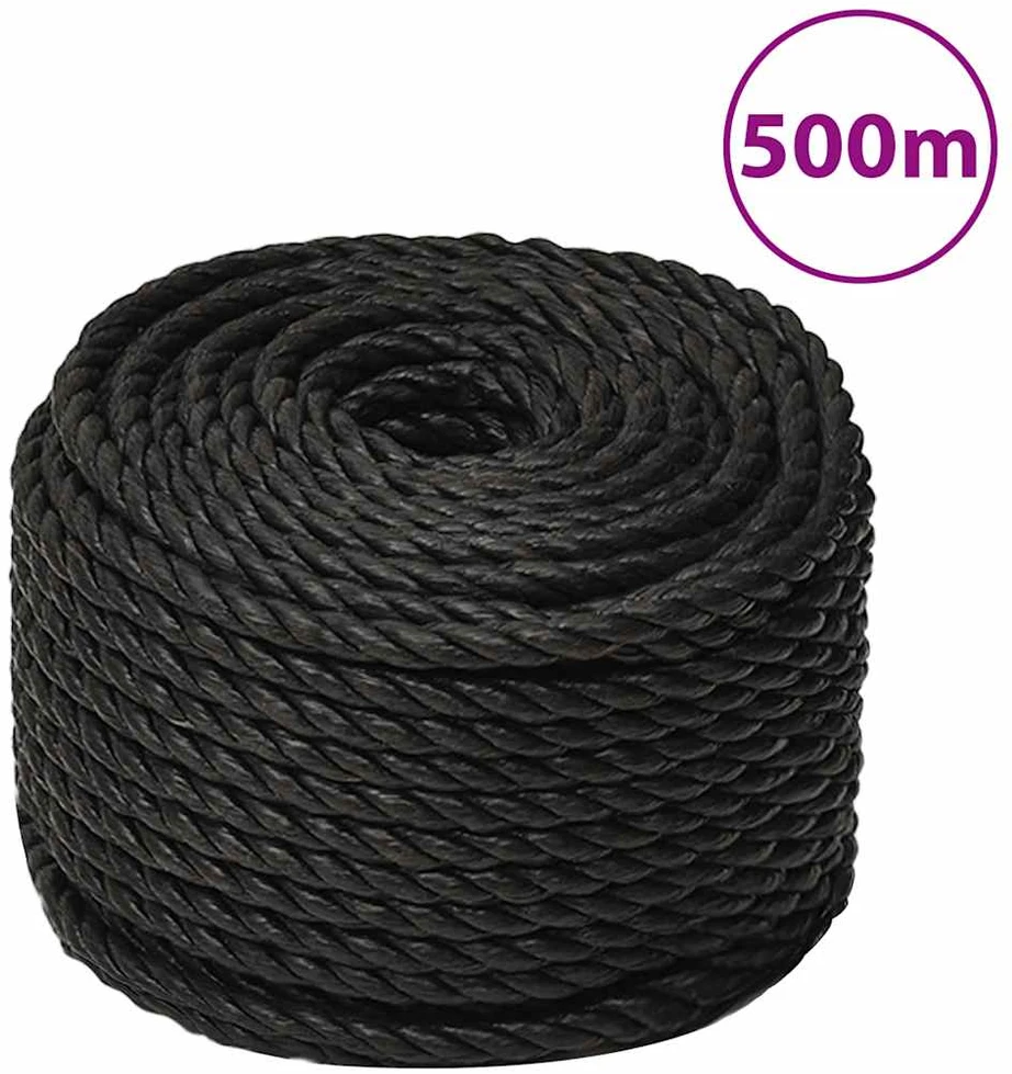 Darbo virvė, juodos spalvos, 10mm, 500m, polipropilenas