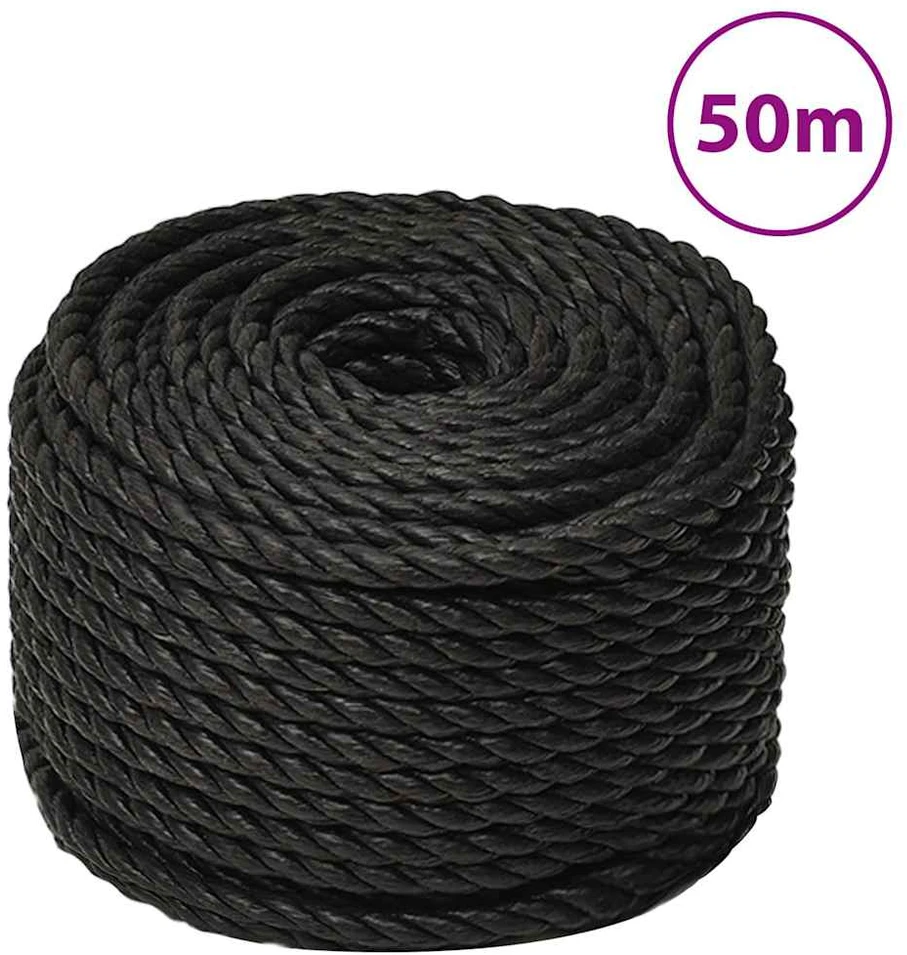 Darbo virvė, juodos spalvos, 10mm, 50m, polipropilenas