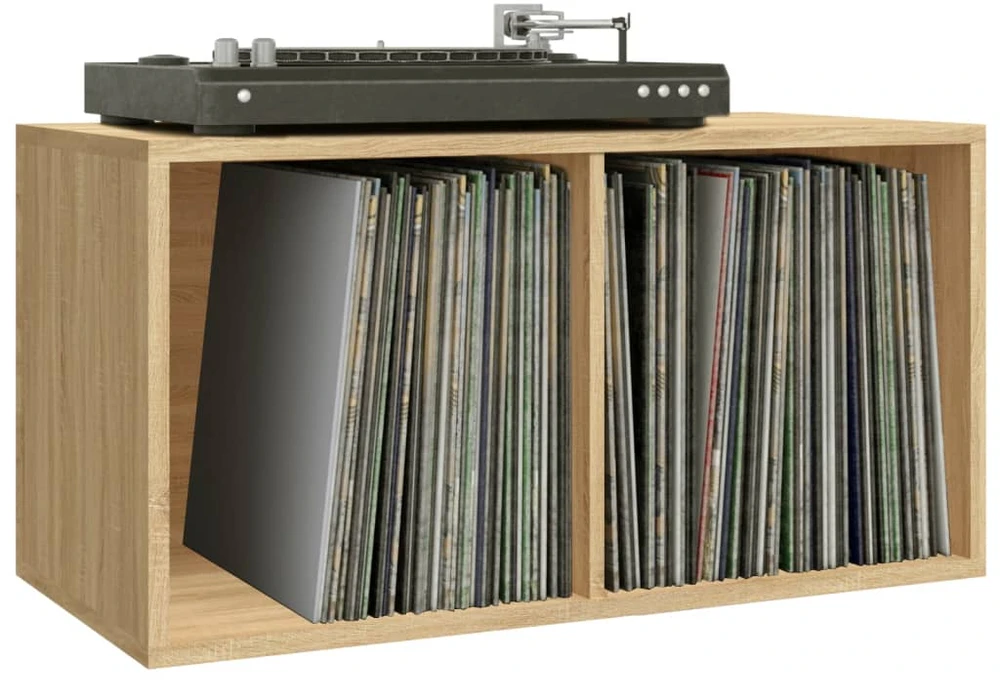 Dėžė vinilinėms plokštelėms, ąžuolo, 71x34x36cm, mediena