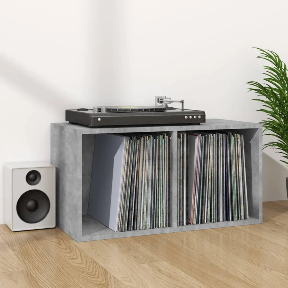 Dėžė vinilinėms plokštelėms, betono pilka, 71x34x36cm, mediena