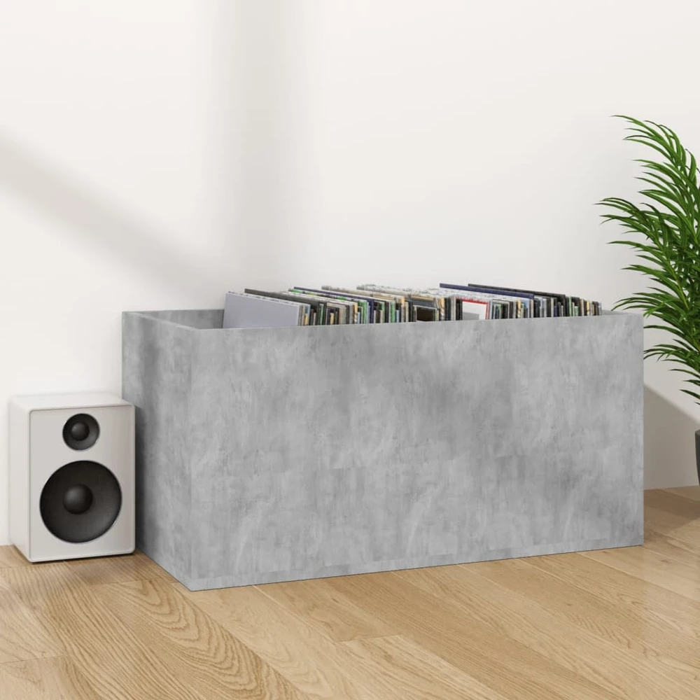 Dėžė vinilinėms plokštelėms, betono pilka, 71x34x36cm, mediena