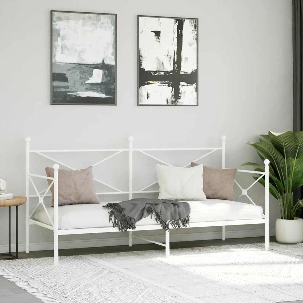 Dieninė lova be čiužinio Balta 90x200 cm Plienas
