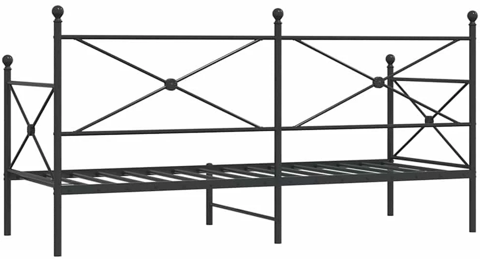 Dieninė lova be čiužinio Juoda 80x200 cm Plienas