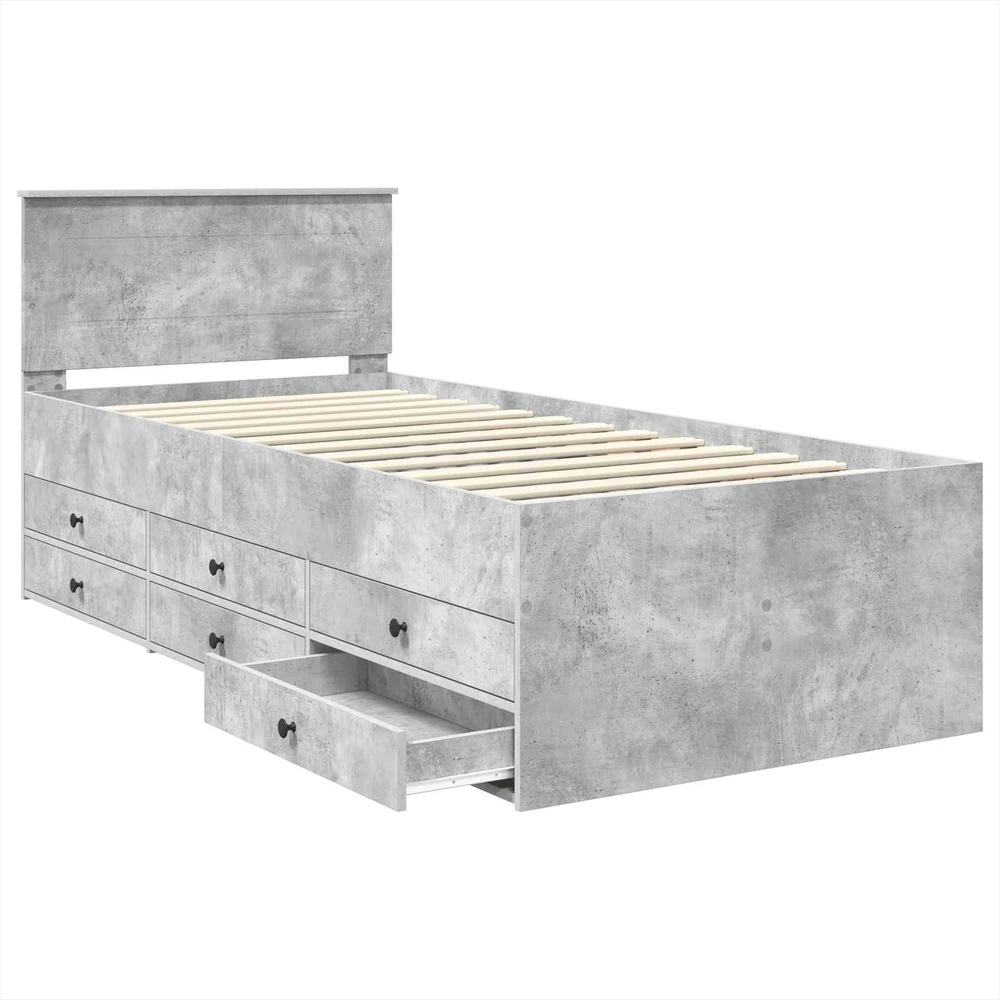 Dienos lova Betono pilka ir juoda 100 x 200 cm Apdirbta mediena