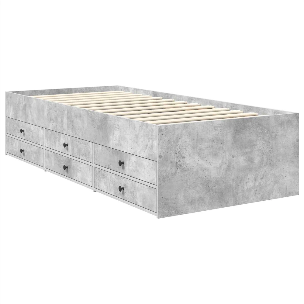 Dienos lova Betono pilka ir juoda 100 x 200 cm Apdirbta mediena