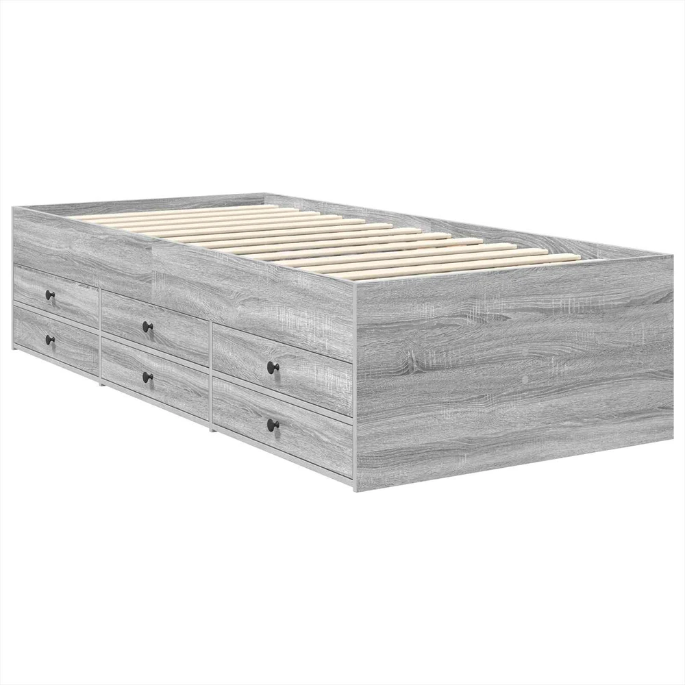 Dienos lova Pilkas Sonoma ir juoda 75 x 190 cm Apdirbta mediena