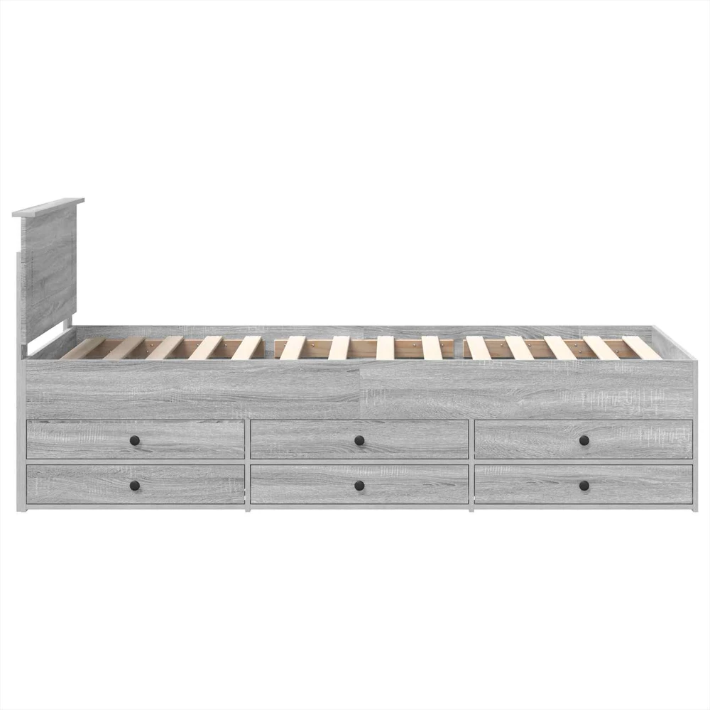 Dienos lova Pilkas Sonoma ir juoda 75 x 190 cm Apdirbta mediena