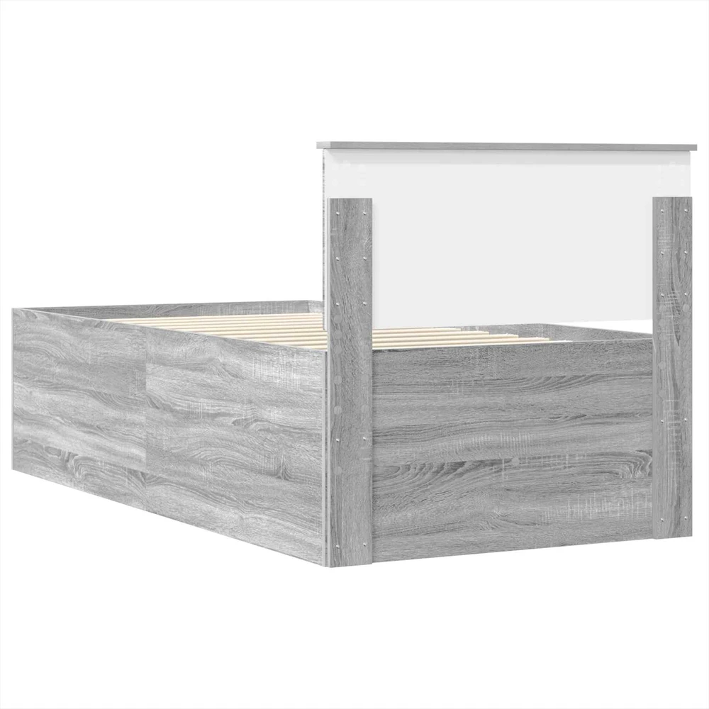 Dienos lova Pilkas Sonoma ir juoda 75 x 190 cm Apdirbta mediena
