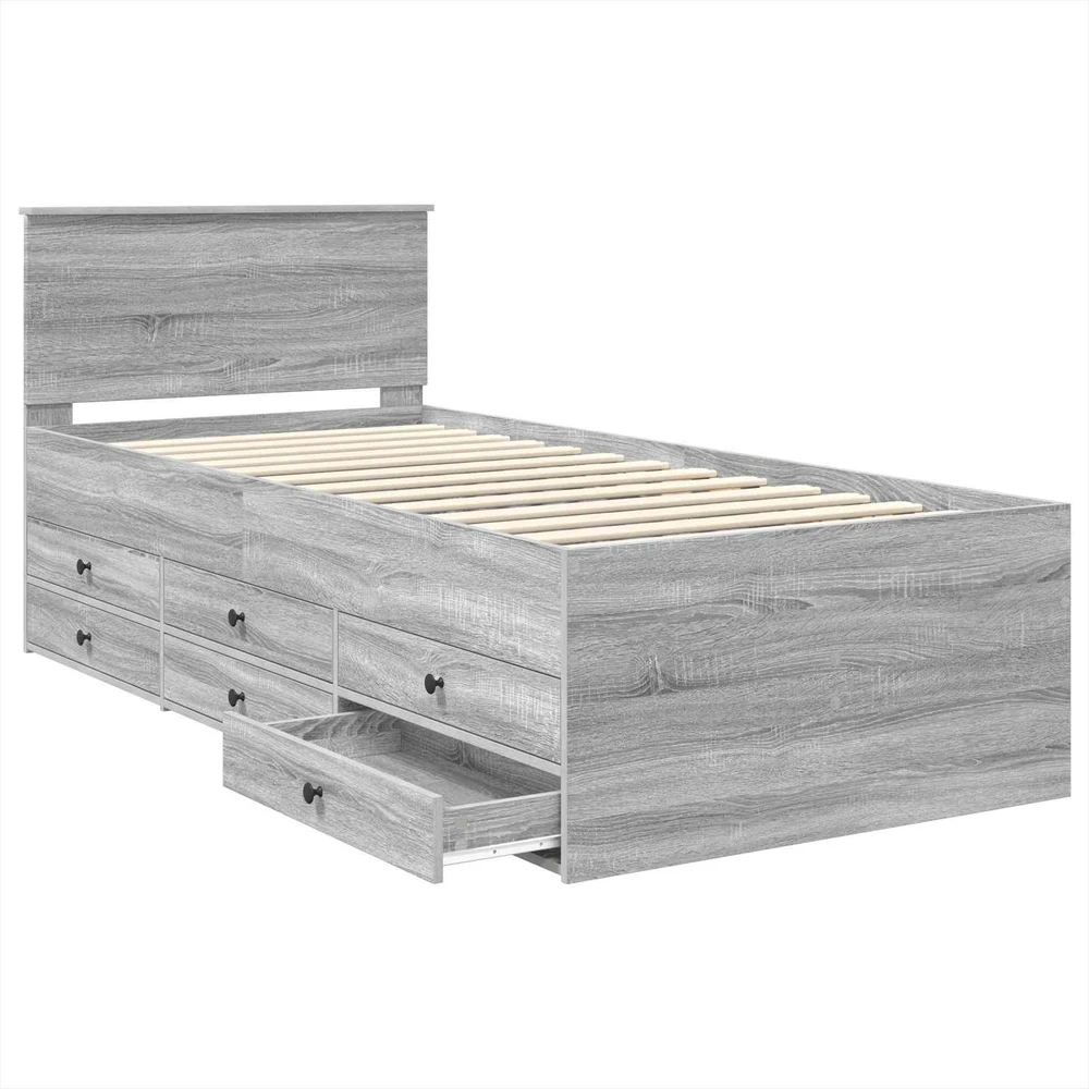 Dienos lova Pilkas Sonoma ir juoda 75 x 190 cm Apdirbta mediena