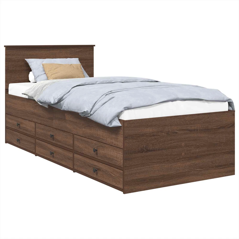 Dienos lova Rudas ąžuolas ir juoda 75 x 190 cm Apdirbta mediena
