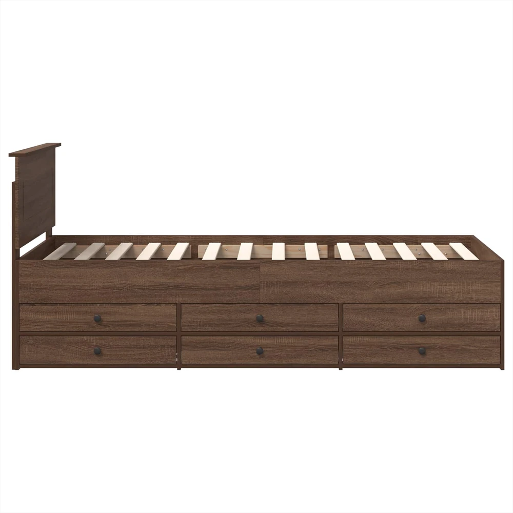 Dienos lova Rudas ąžuolas ir juoda 75 x 190 cm Apdirbta mediena