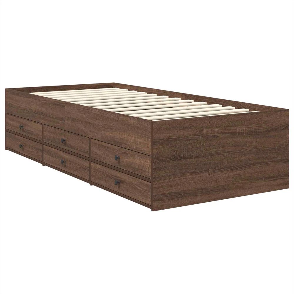 Dienos lova Rudas ąžuolas ir juoda 75 x 190 cm Apdirbta mediena